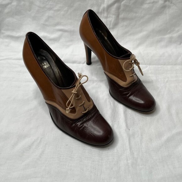 Vintage Stuart Weitzman Womens Leather Lace-Up Heeled Oxford Shoes 8.5 - Picture 2 of 12